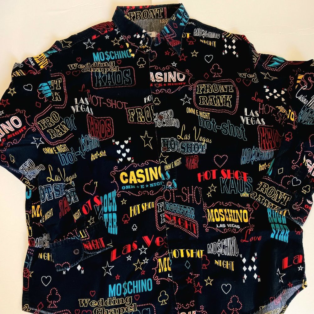Moschino rare XXXL shirt Vegas Casino Moschino Jeans button longsleeve READ  ⏬️